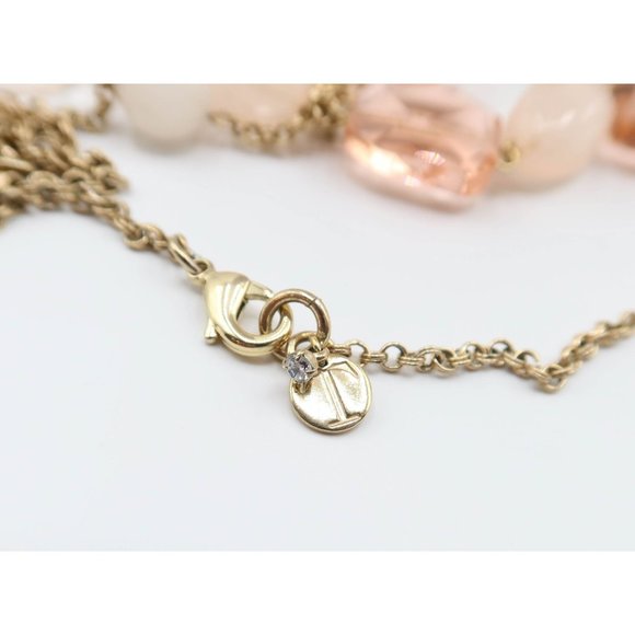 TALBOTS Multi Strand Peach Cream Beaded Gold Tone Statement Necklace - Picture 7 of 7